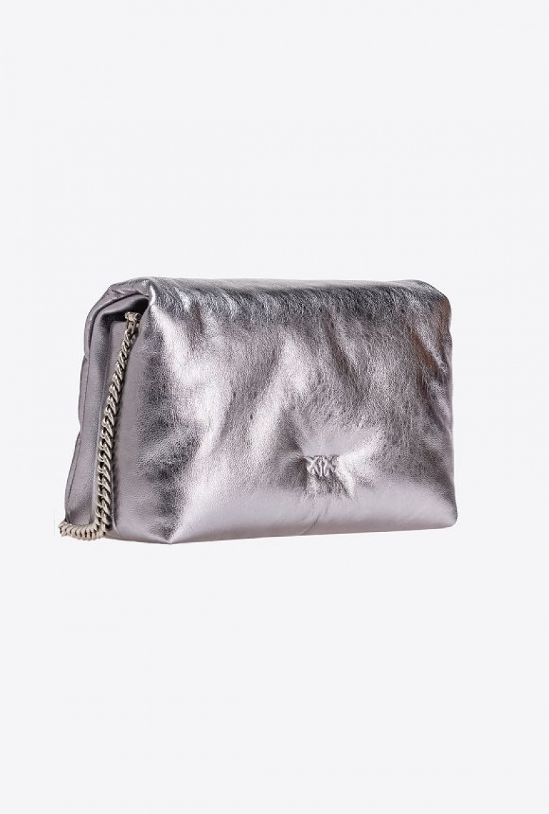 Pinko Classic Love Bag Click Puff Laminated SILVER-OLD SILVER | SN-PKO32829