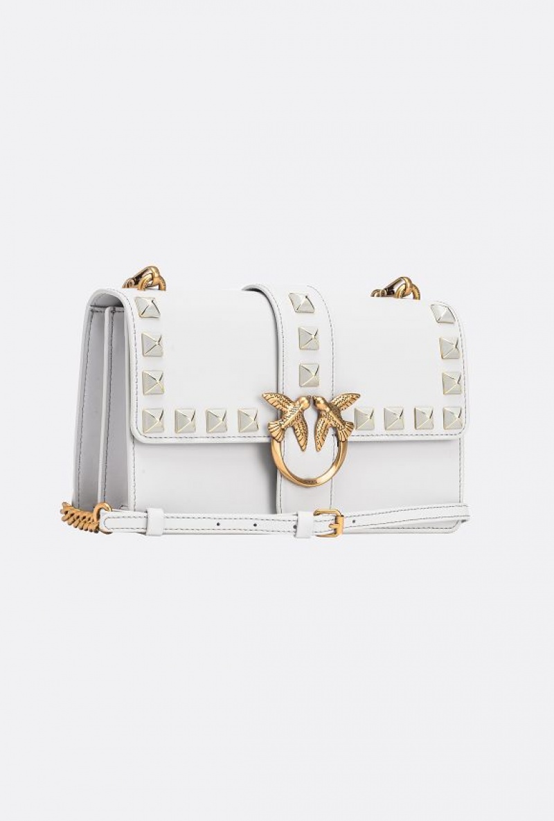 Pinko Classic Love Bag One Painted Studs PENGUIN GREY-ANTIQUE GOLD | SN-PKO32405