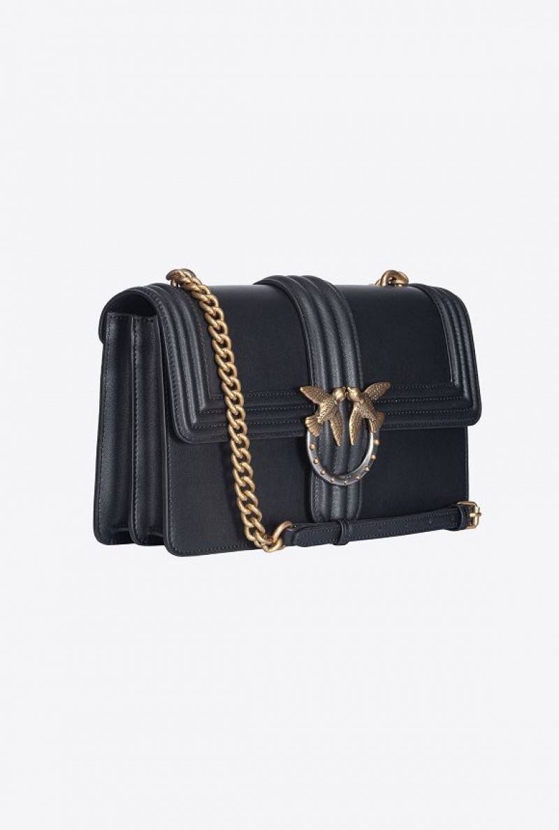 Pinko Classic Love Bag One With Piping BLACK-ANTIQUE GOLD | SN-PKO32553