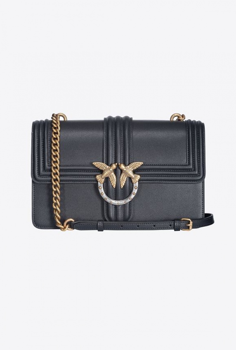 Pinko Classic Love Bag One With Piping BLACK-ANTIQUE GOLD | SN-PKO32830