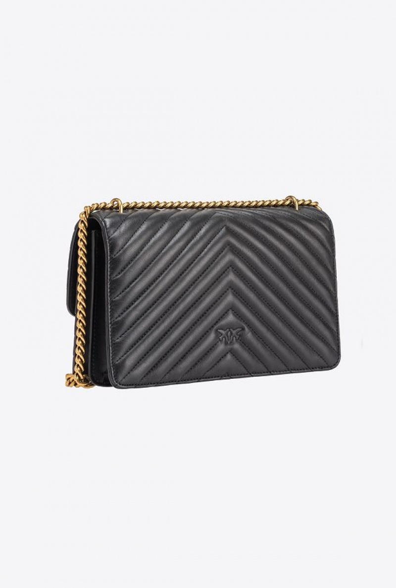 Pinko Classic Love Bag One Chevron BLACK-ANTIQUE GOLD | SN-PKO32501