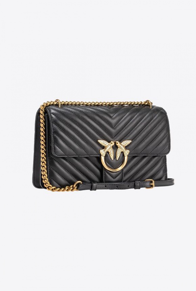 Pinko Classic Love Bag One Chevron BLACK-ANTIQUE GOLD | SN-PKO32501