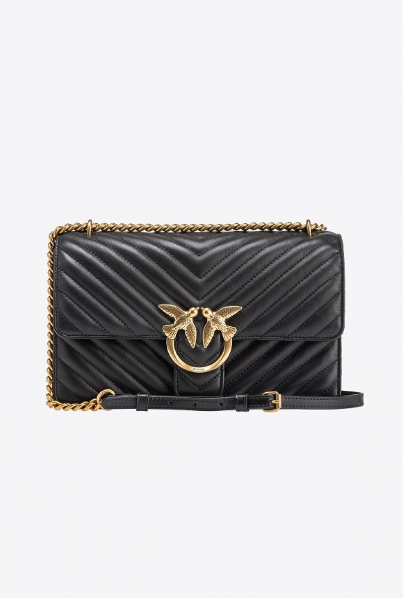 Pinko Classic Love Bag One Chevron BLACK-ANTIQUE GOLD | SN-PKO32501