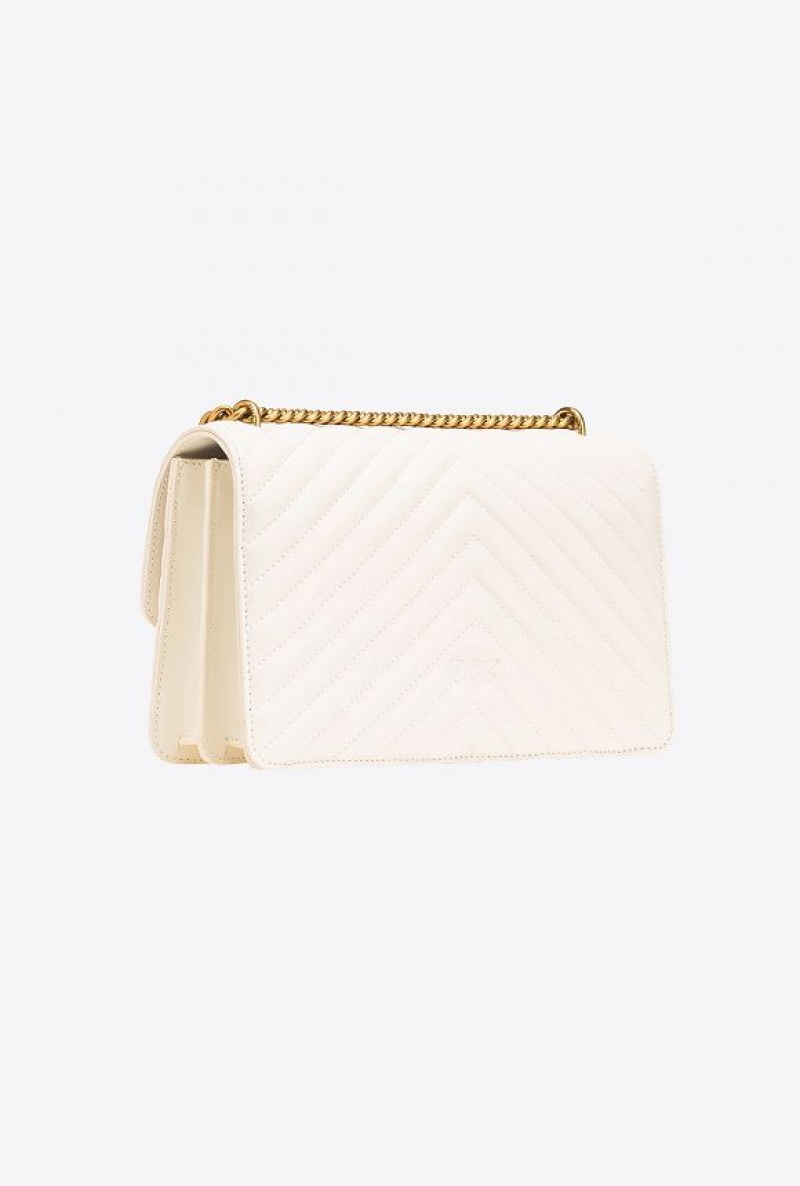 Pinko Classic Love Bag One Chevron WHITE+WHITE-ANTIQUE GOLD | SN-PKO32502