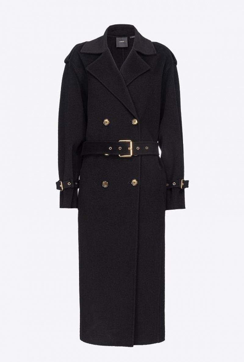 Pinko Cloth Trench Coat LIMO BLACK | SN-PKO33647