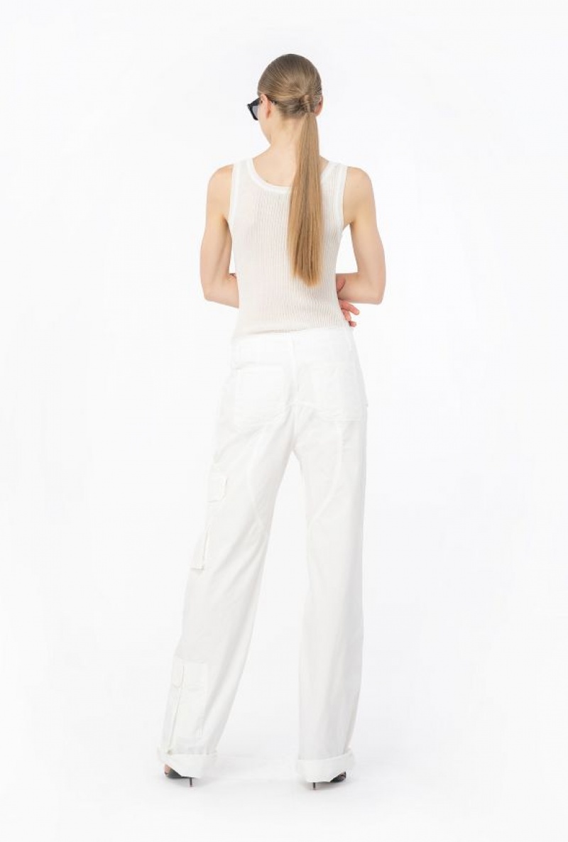 Pinko Coloured Cotton Cargo Trousers BRIGHT WHITE | SN-PKO33750