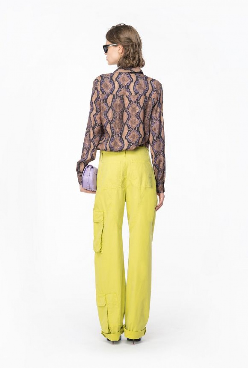 Pinko Coloured Cotton Cargo Trousers DARK CITRON | SN-PKO33749