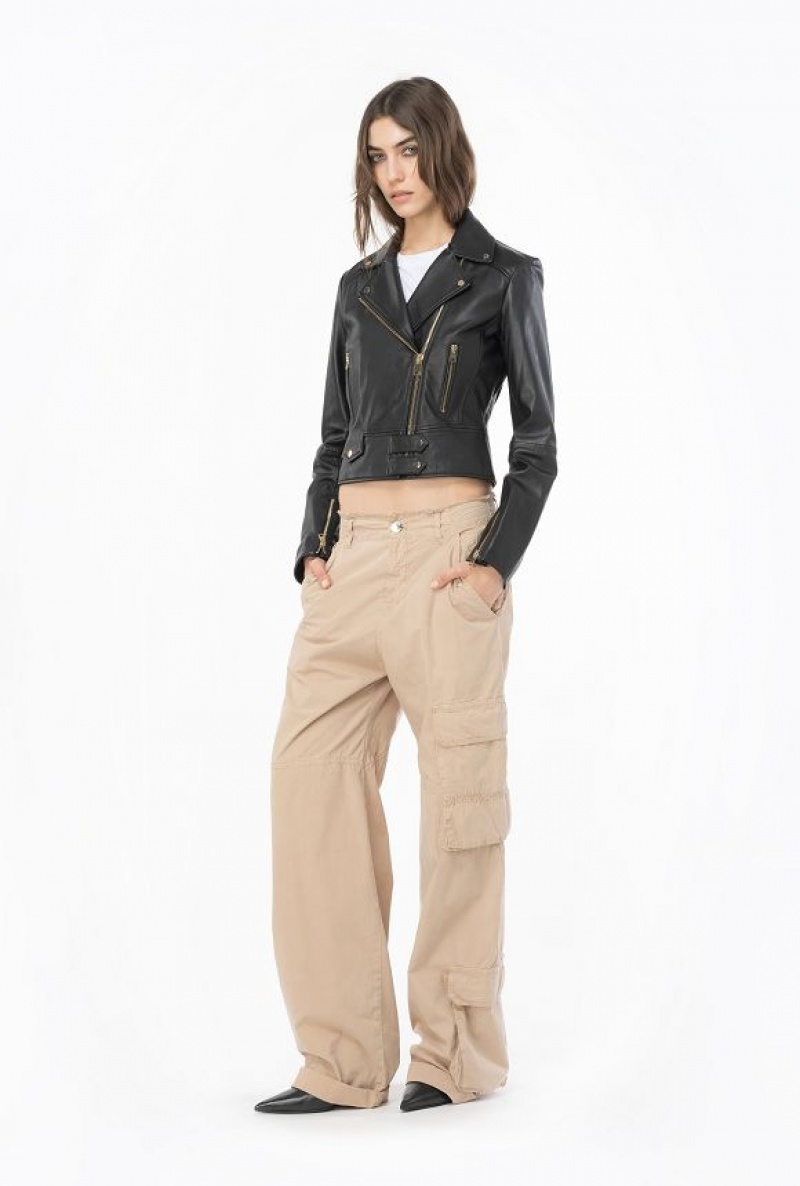 Pinko Coloured Cotton Cargo Trousers OYSTER GREY | SN-PKO33767