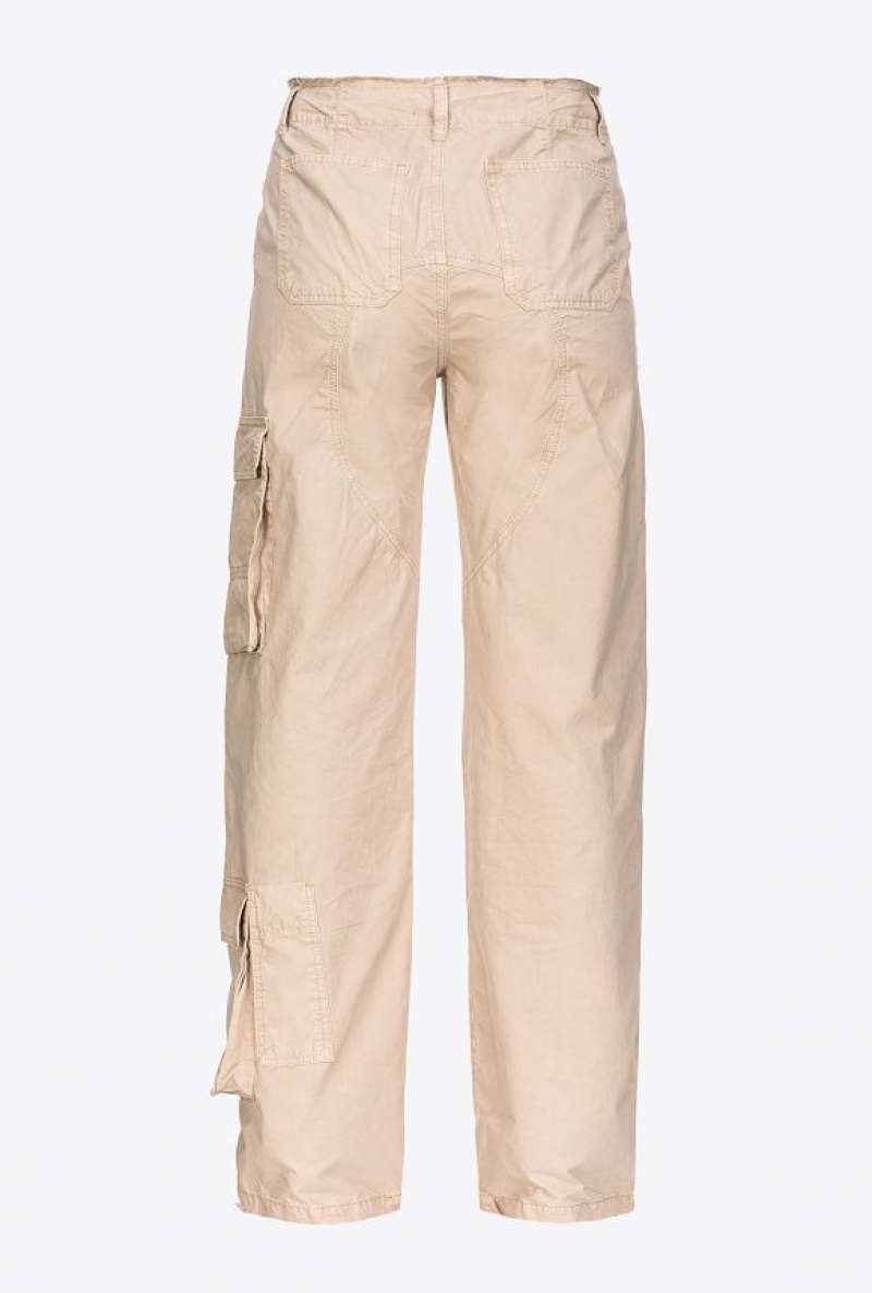 Pinko Coloured Cotton Cargo Trousers OYSTER GREY | SN-PKO33767