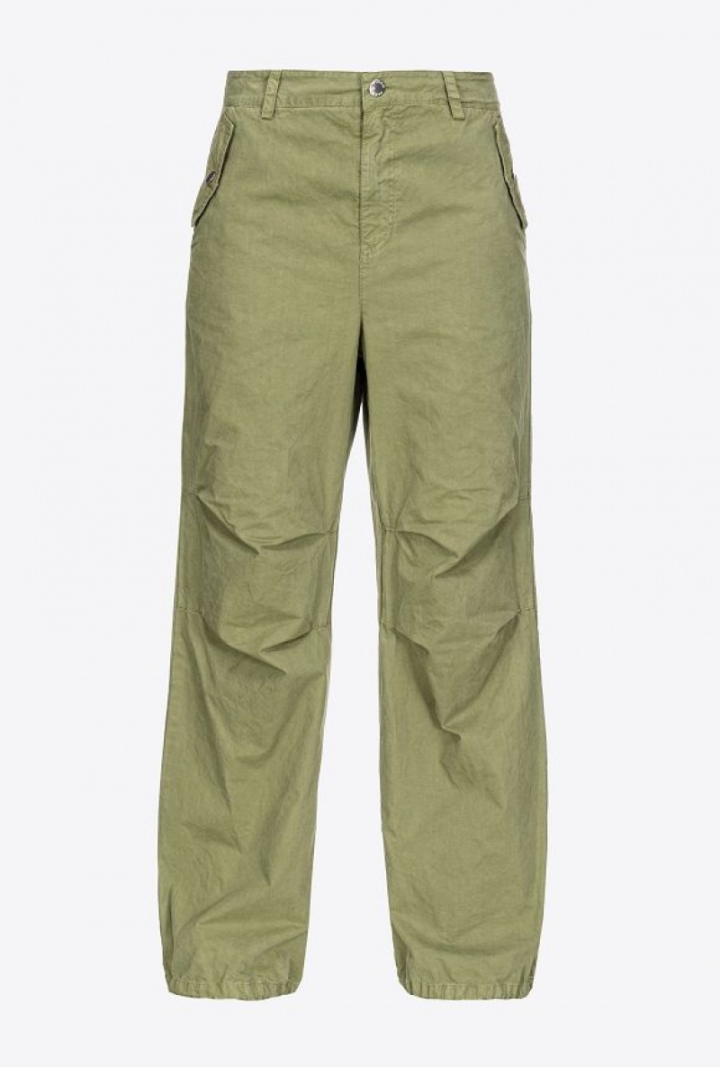 Pinko Coloured Cotton Utility Trousers DUSTY OLIVE GREEN | SN-PKO33708