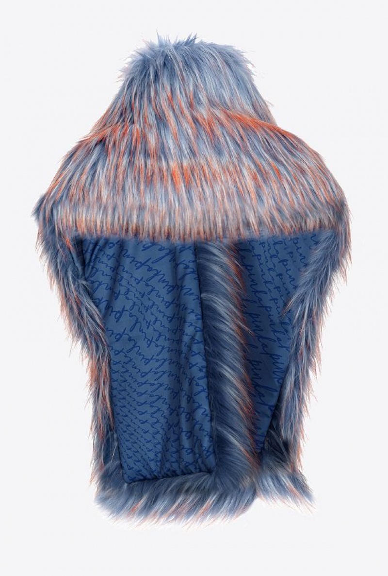 Pinko Coloured Fox-effect Stole LIGHT BLUE/ORANGE | SN-PKO33594