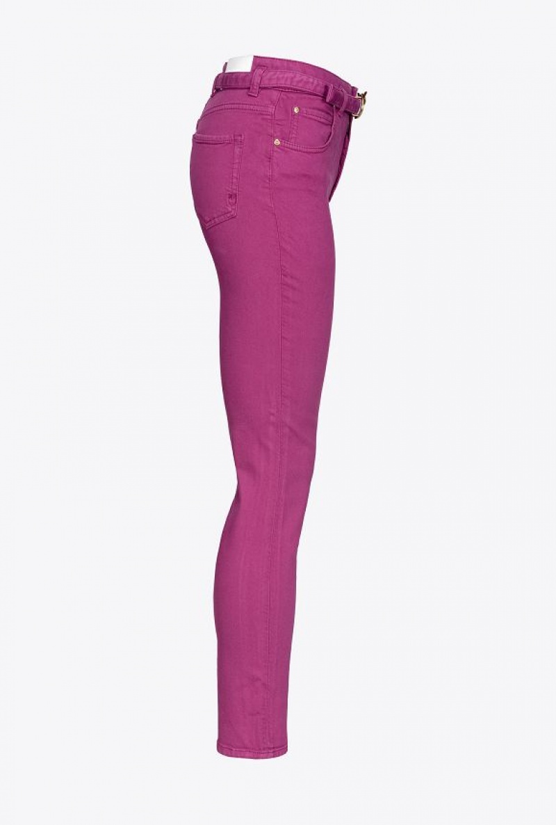 Pinko Coloured Stretch Bull Denim Skinny Jeans BOUGAINVILLEA PURPLE | SN-PKO34005