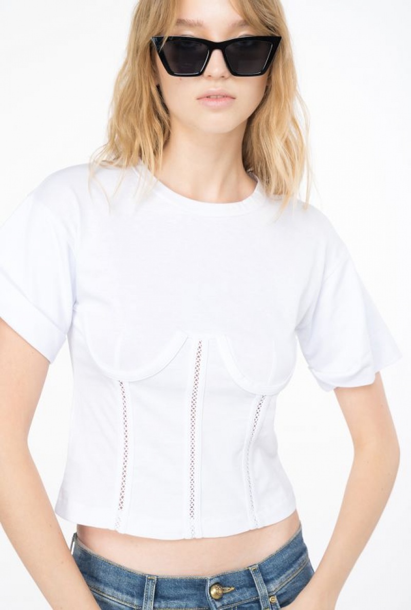 Pinko Corset-look T-shirt BRIGHT WHITE | SN-PKO33347