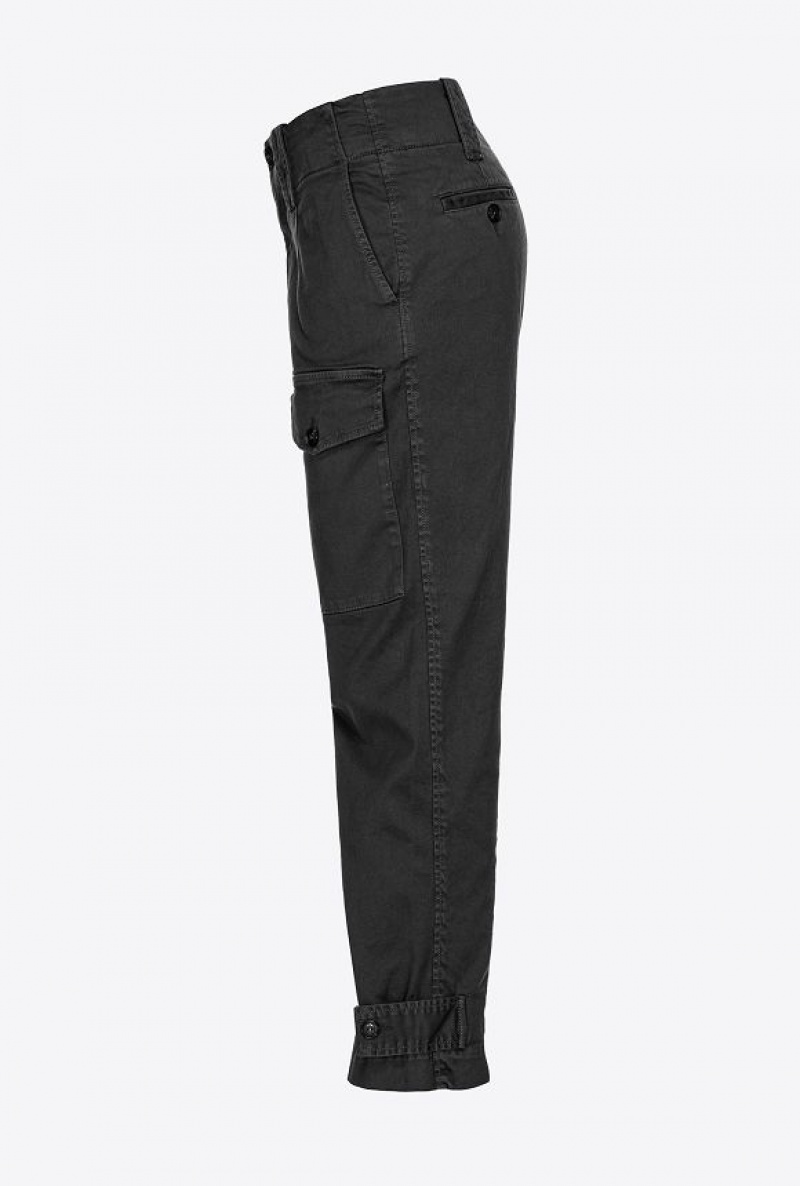 Pinko Cotton Cargo Trousers LIMO BLACK | SN-PKO33704