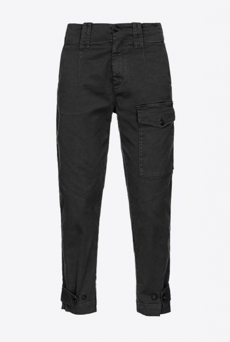 Pinko Cotton Cargo Trousers LIMO BLACK | SN-PKO33704