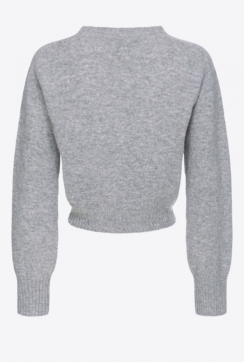 Pinko Cropped Cashmere-blend Pullover DRIZZLE GREY | SN-PKO33507