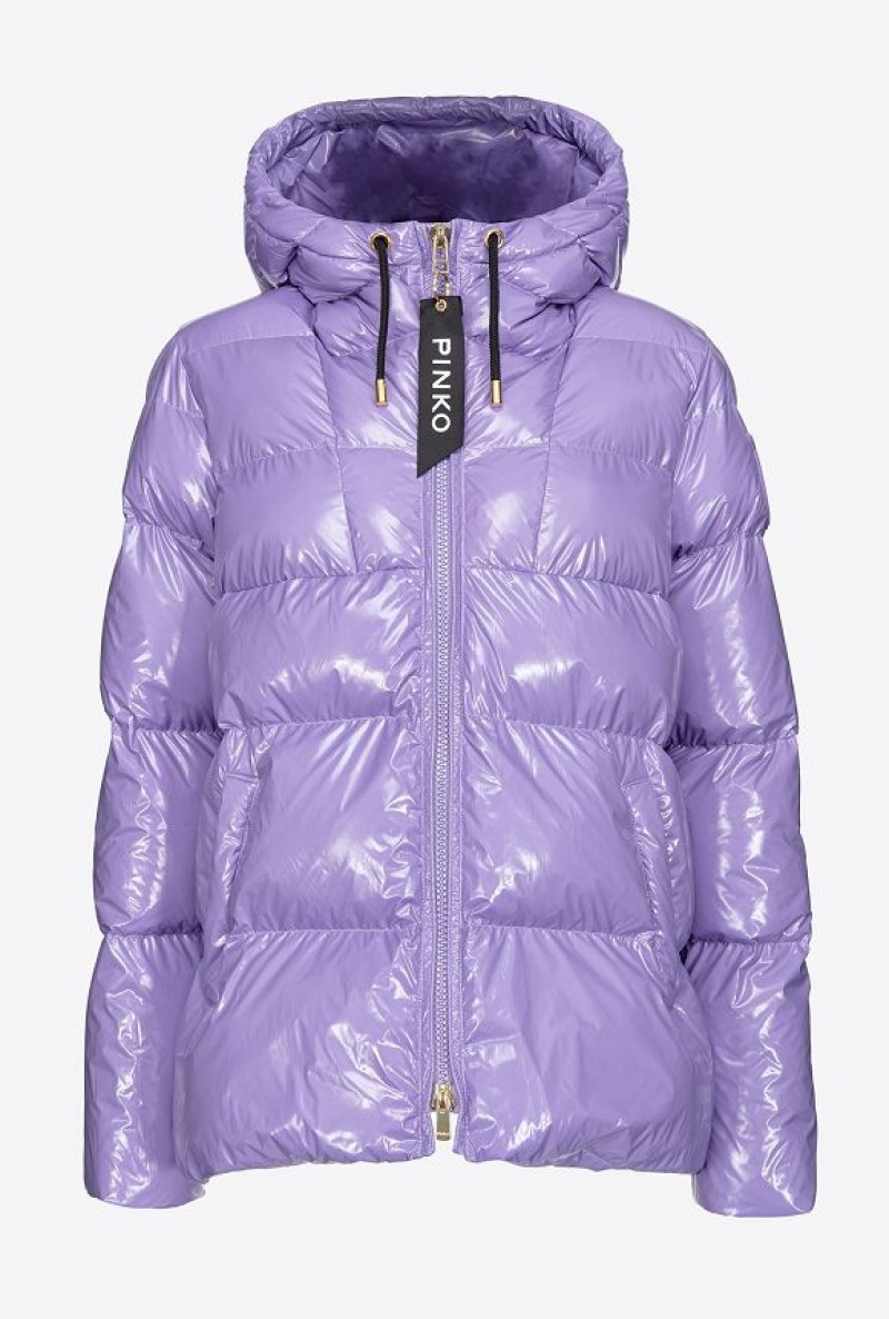 Pinko Crystal Nylon Pea Jacket KASHMIR PURPLE | SN-PKO33642