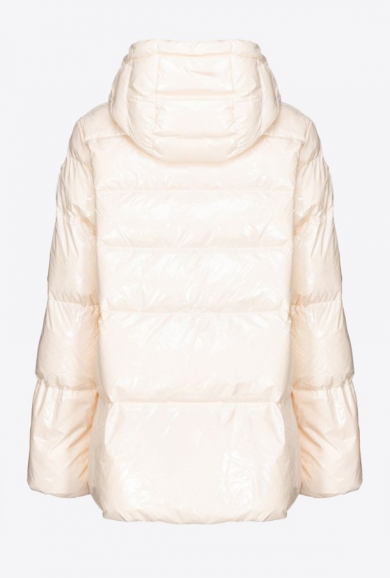 Pinko Crystal Nylon Pea Jacket PASTEL PARCHMENT | SN-PKO33636