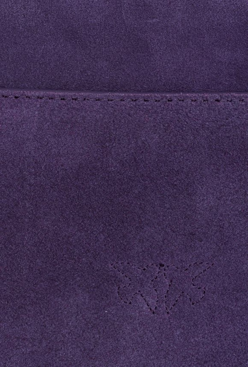 Pinko Cupido Bag Baguette In Suede GRAPE PURPLE-ANTIQUE GOLD | SN-PKO32449