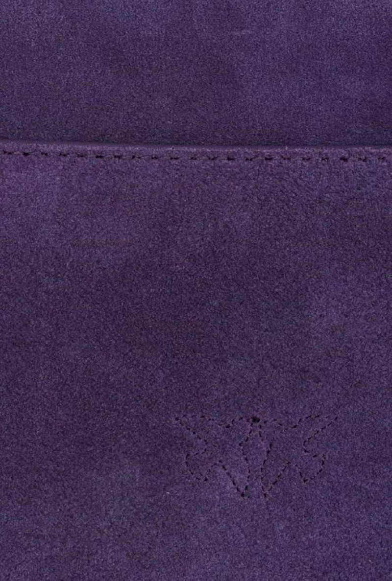 Pinko Cupido Bag Baguette In Suede GRAPE PURPLE-ANTIQUE GOLD | SN-PKO32642