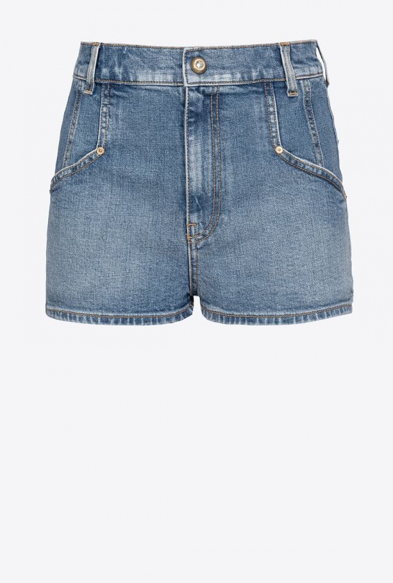 Pinko Denim Shorts With Topstitching MEDIUM DARK VINTAGE WASH | SN-PKO33720