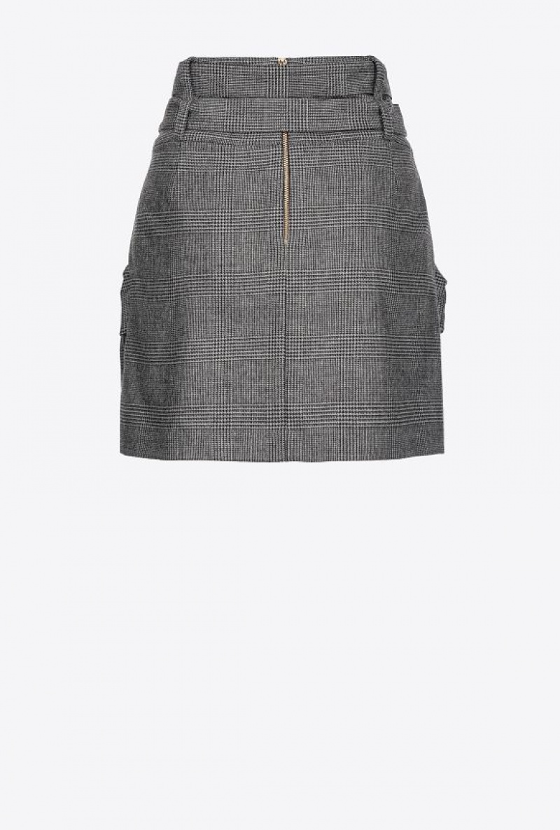 Pinko Double-belt Mini Skirt GREY/BLACK | SN-PKO33904