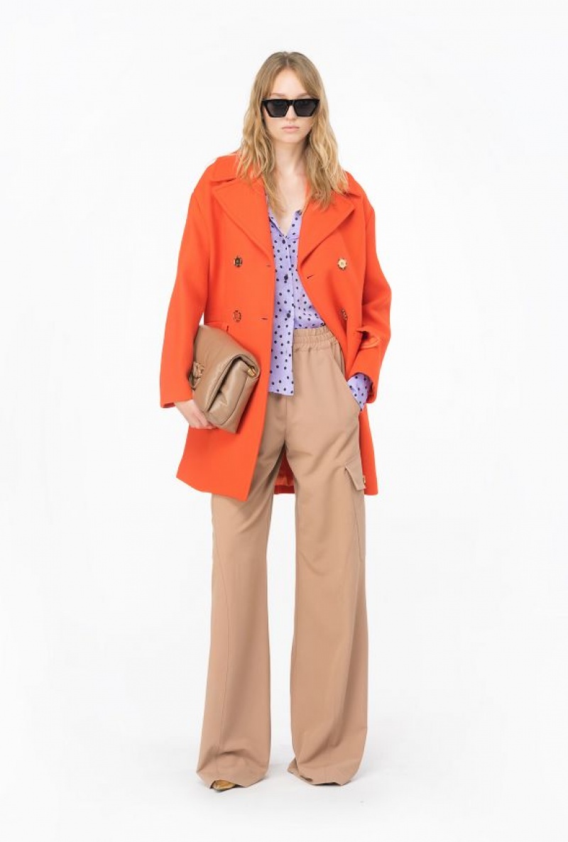 Pinko Double-breasted Cloth Coat SURIMI ORANGE | SN-PKO33628