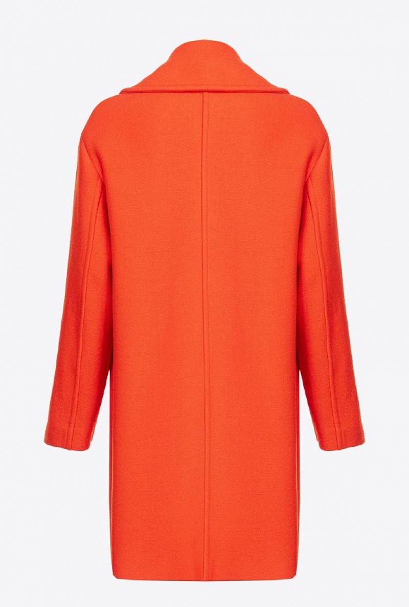 Pinko Double-breasted Cloth Coat SURIMI ORANGE | SN-PKO33628