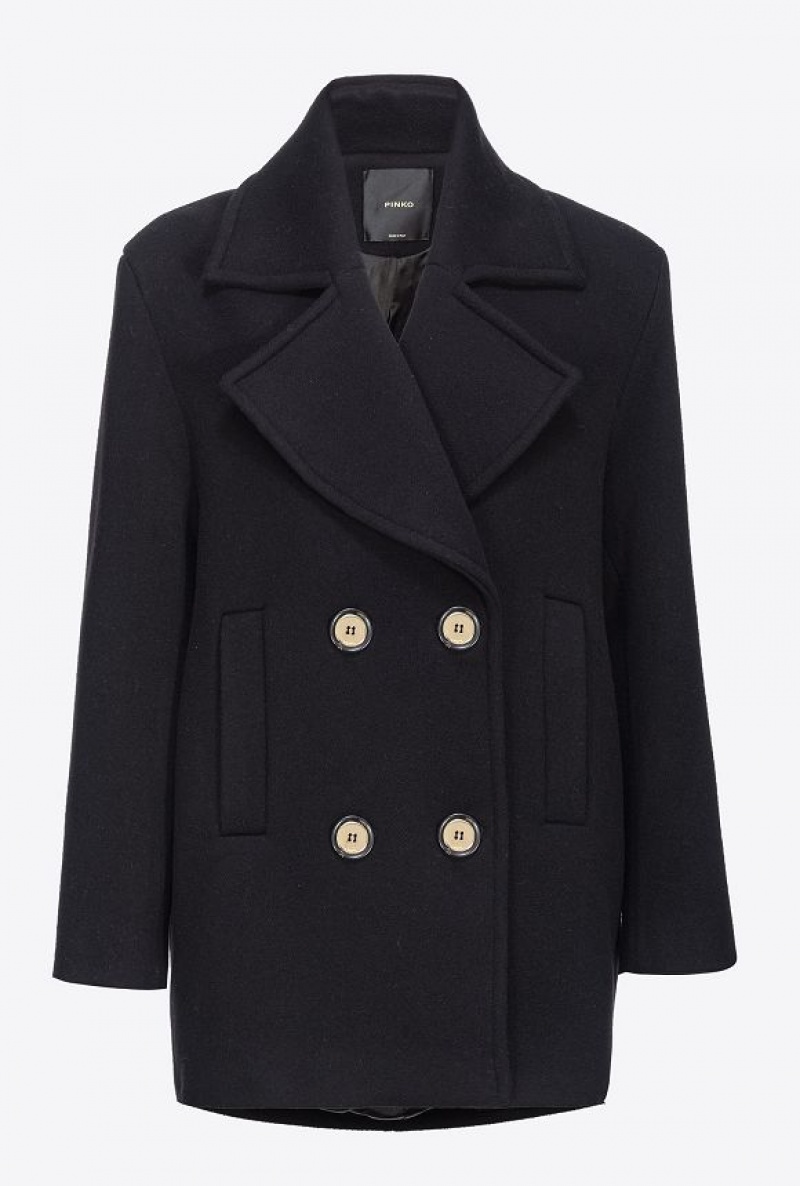 Pinko Double-breasted Pea Coat LIMO BLACK | SN-PKO33665