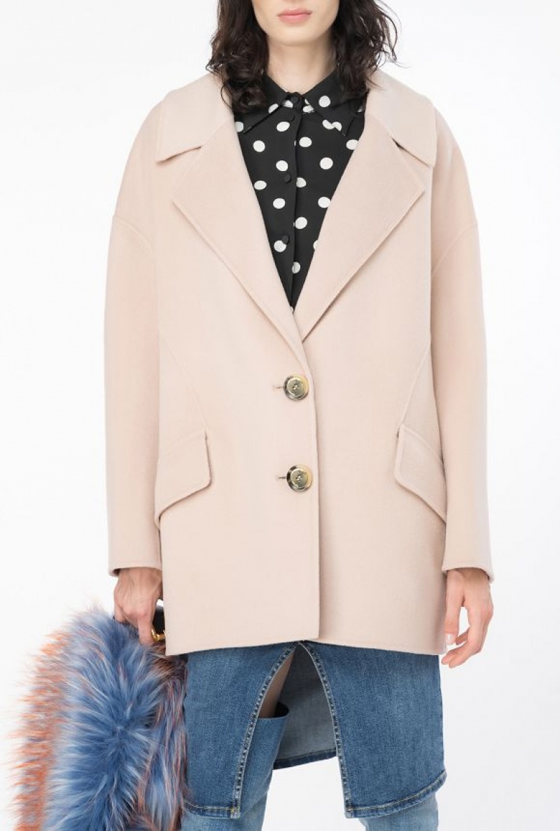 Pinko Double-layered Woollen Cloth Pea Coat NUDE - BABY | SN-PKO33621