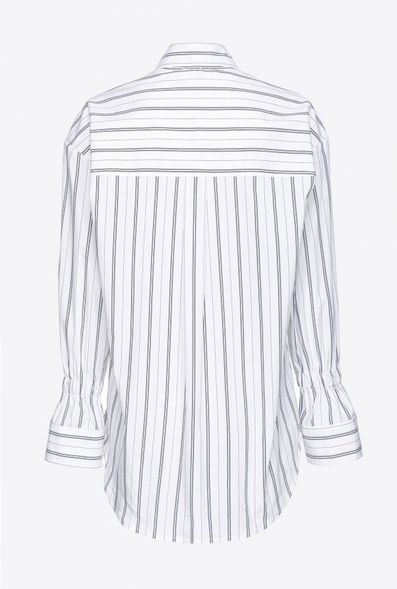 Pinko Double-stripe Shirt WHITE/BLACK | SN-PKO33168