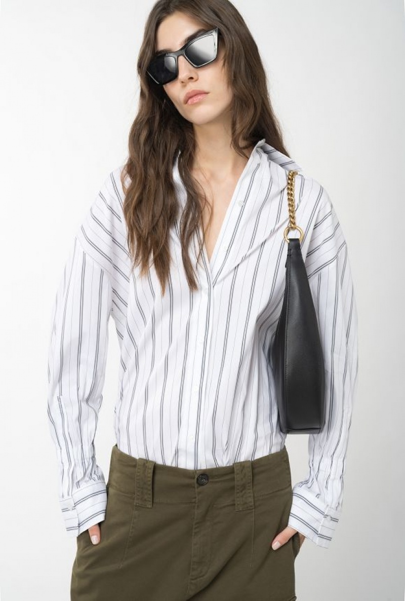 Pinko Double-stripe Shirt WHITE/BLACK | SN-PKO33168