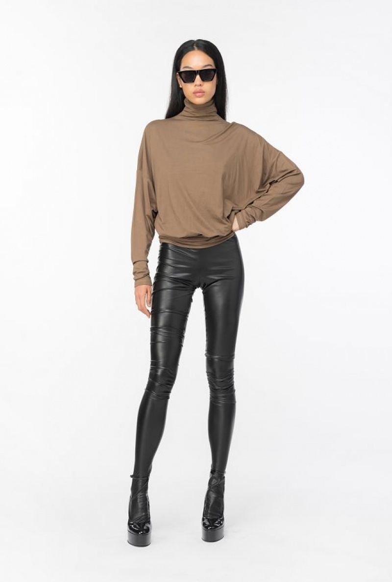 Pinko Draped Turtleneck Sweater DARK EARTH | SN-PKO33305