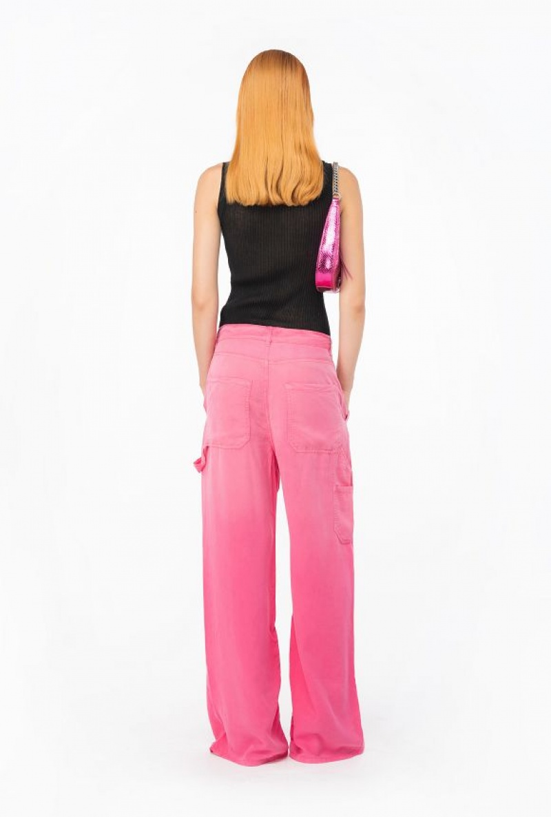 Pinko Faded Canvas Workwear Trousers BEETROOT | SN-PKO33742