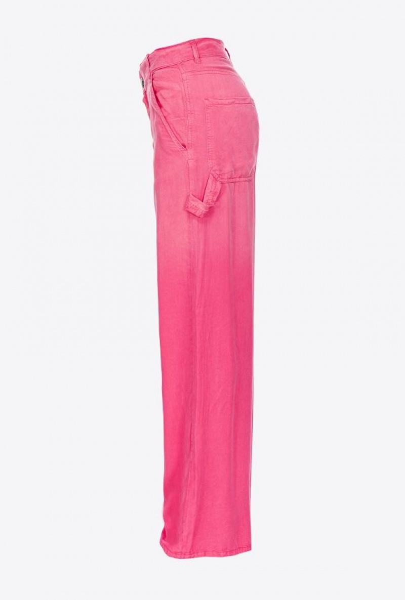 Pinko Faded Canvas Workwear Trousers BEETROOT | SN-PKO33742