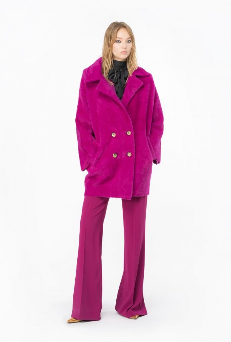 Pinko Faux Fur Cocoon Coat BOUGAINVILLEA PURPLE | SN-PKO33632