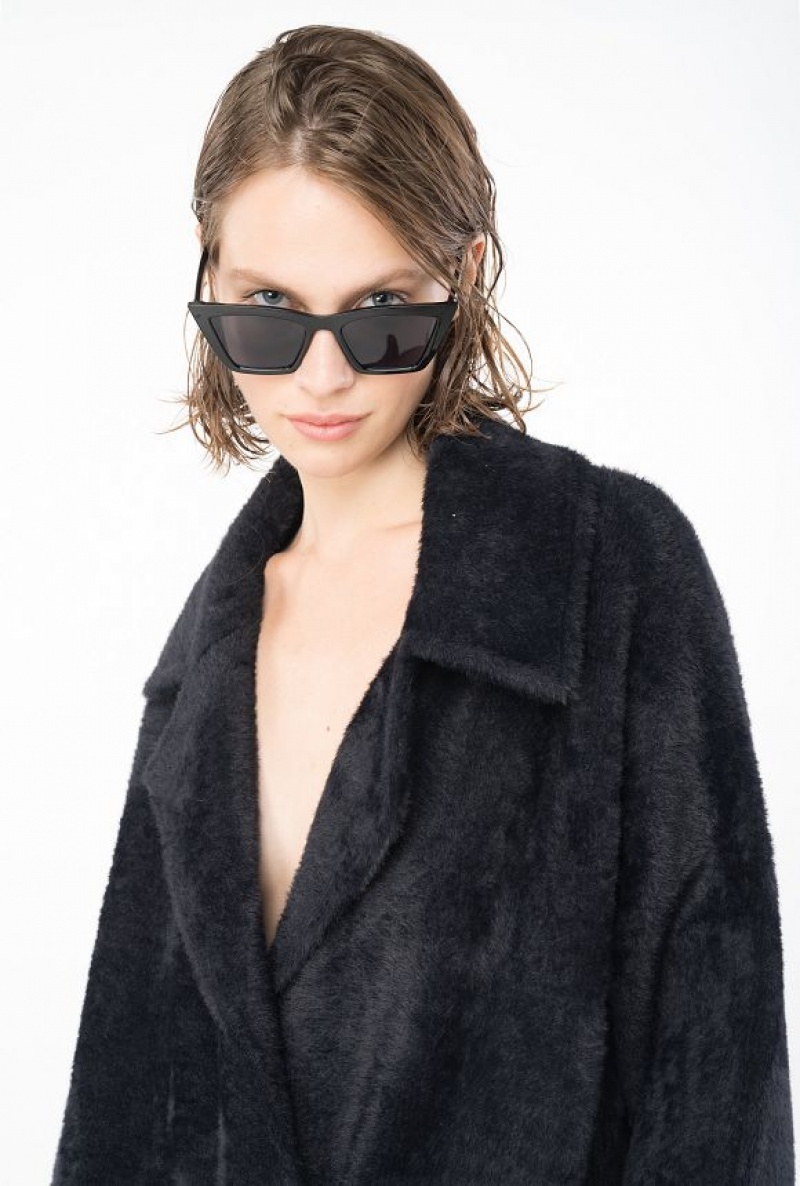 Pinko Faux Fur Cocoon Coat LIMO BLACK | SN-PKO33663