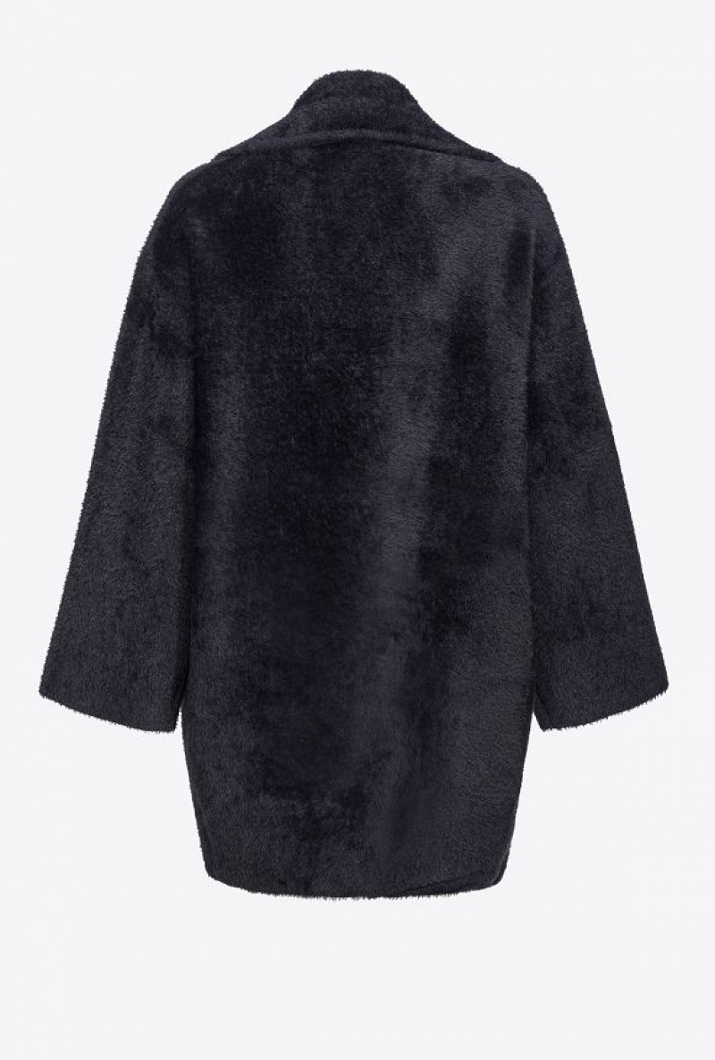 Pinko Faux Fur Cocoon Coat LIMO BLACK | SN-PKO33663