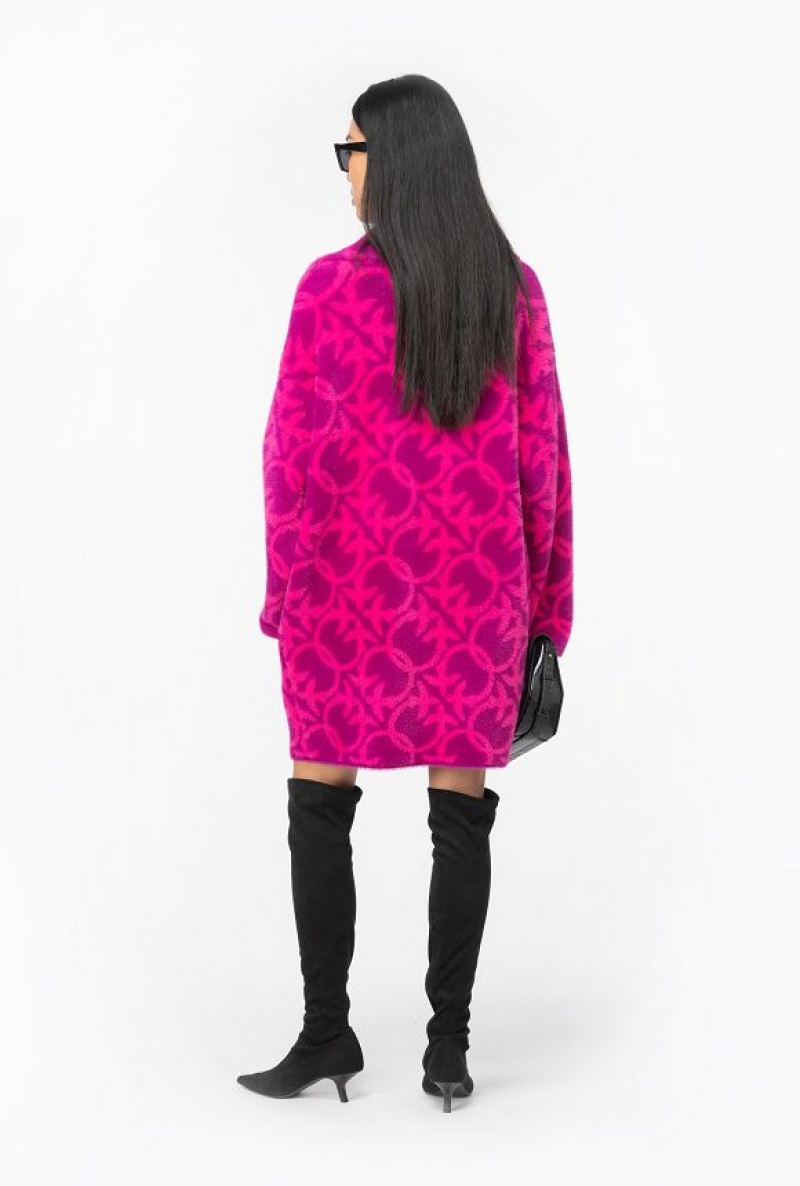 Pinko Faux Fur Love Birds Coat PURPLE/FUCHSIA | SN-PKO33609