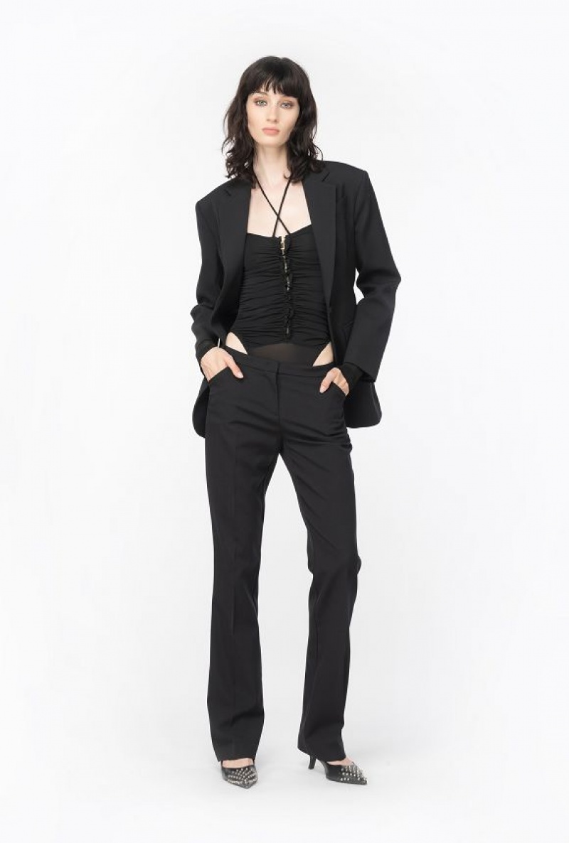 Pinko Feminine Twill And Satin Blazer LIMO BLACK | SN-PKO33961