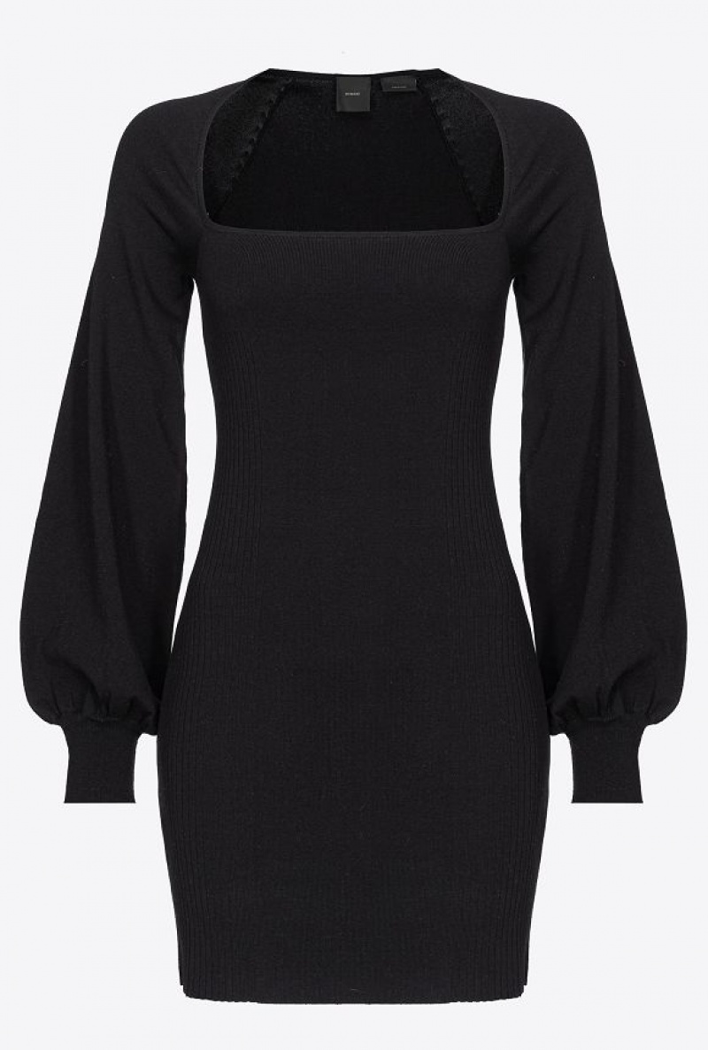 Pinko Fitted Knit Dress LIMO BLACK | SN-PKO33038