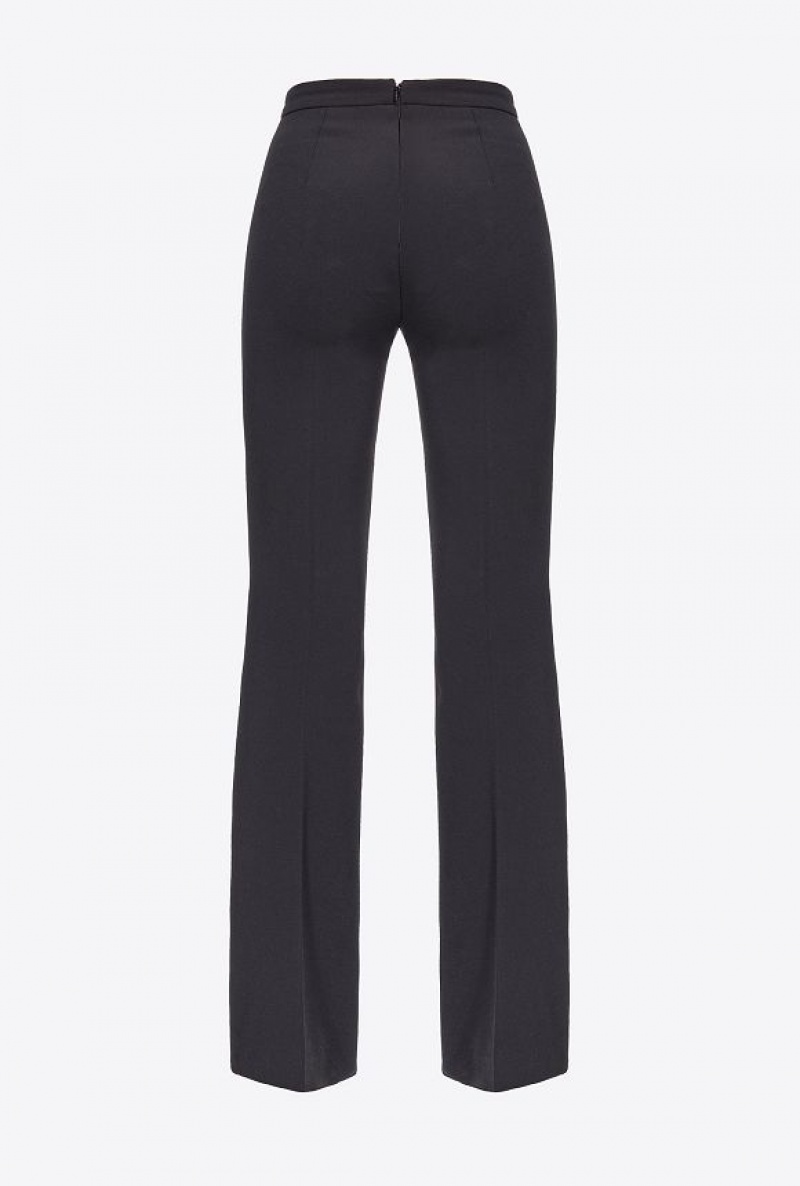 Pinko Flared Crepe Trousers LIMO BLACK | SN-PKO33744