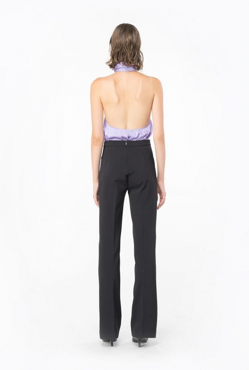 Pinko Flared Crepe Trousers LIMO BLACK | SN-PKO33963