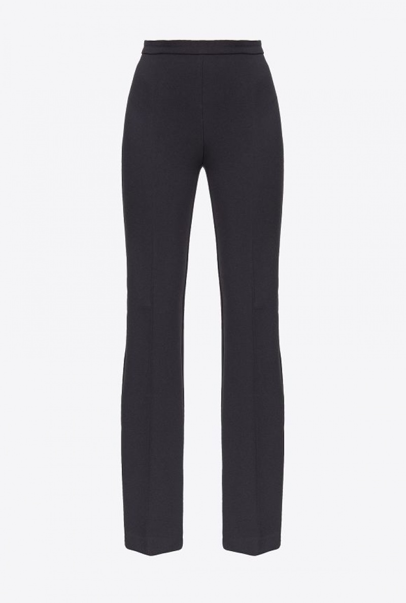 Pinko Flared Crepe Trousers LIMO BLACK | SN-PKO33963