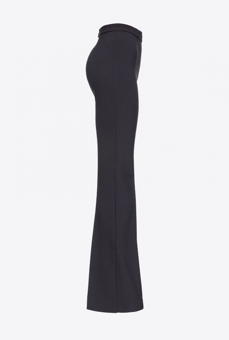 Pinko Flared Crepe Trousers LIMO BLACK | SN-PKO33963