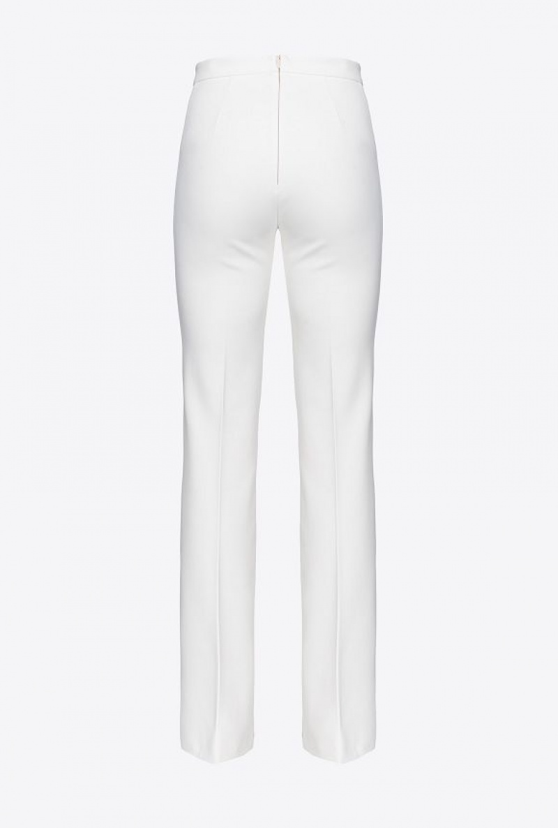 Pinko Flared Crepe Trousers SNOW WHITE | SN-PKO33764