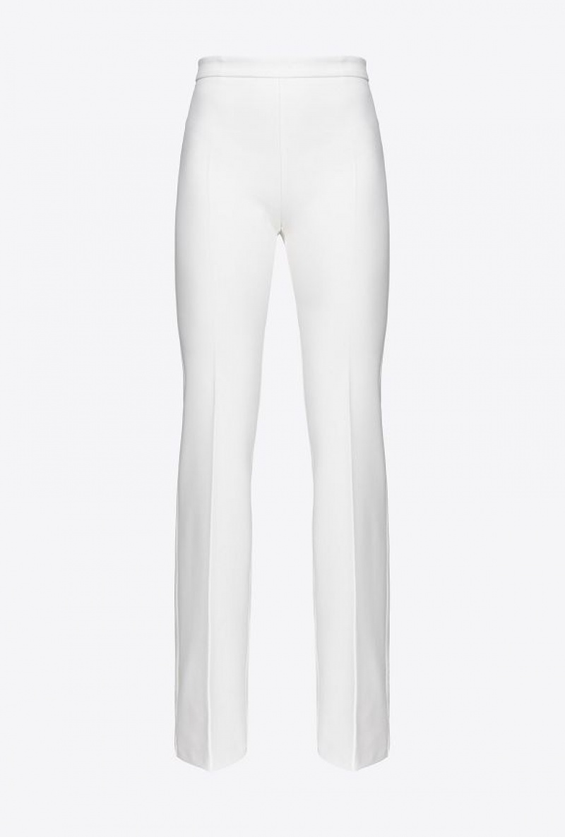 Pinko Flared Crepe Trousers SNOW WHITE | SN-PKO33939