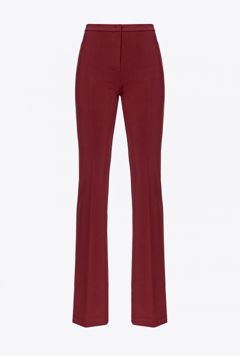 Pinko Flared Flowing Neoprene Trousers BURGUNDY-PORT ROYALE | SN-PKO33736