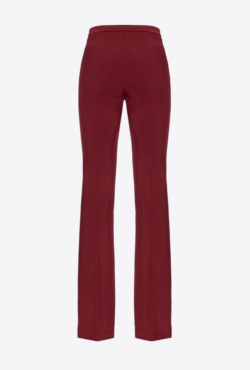 Pinko Flared Flowing Neoprene Trousers BURGUNDY-PORT ROYALE | SN-PKO33902