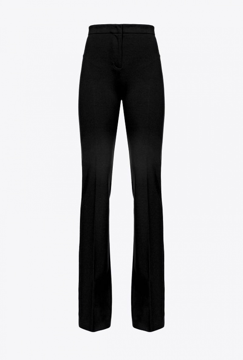 Pinko Flared Flowing Neoprene Trousers LIMO BLACK | SN-PKO33769